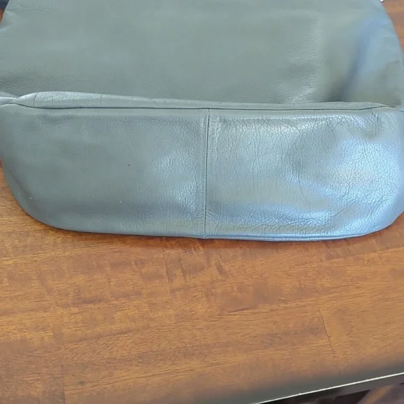 Gray Soft Leather Hobo Bag with Red Lining - Picture 11 of 11